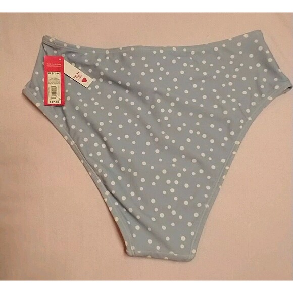 Xhilaration Women's Bikini Bottom High Waist High Leg White Polka Dot XL - Picture 2 of 10